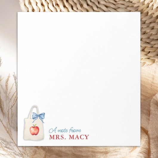 Gepersonaliseerde Leraar Waterverf Tas met Bow Notitieblok