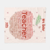 Gepersonaliseerde leraar Word Art Apple Gift Fleece Deken (Voorkant (Horizontaal))