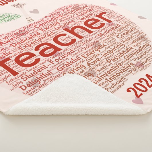 Gepersonaliseerde leraar Word Art Apple Gift Sherpa Deken (3/4)