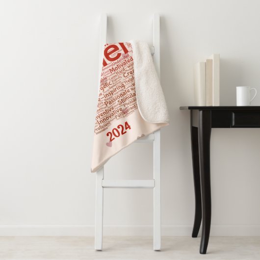 Gepersonaliseerde leraar Word Art Apple Gift Sherpa Deken (In situ)