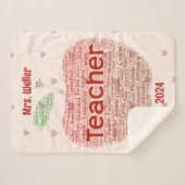 Gepersonaliseerde leraar Word Art Apple Gift Sherpa Deken (Voorkant (horizontaal))