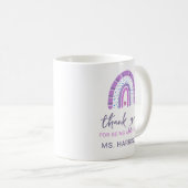 Gepersonaliseerde leraren regenboog dank u koffiemok (Voorkant rechts)