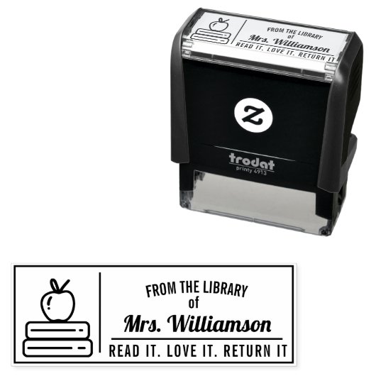 Gepersonaliseerde lerarenbibliotheek kleuren  zelfinktende stempel (In situ)