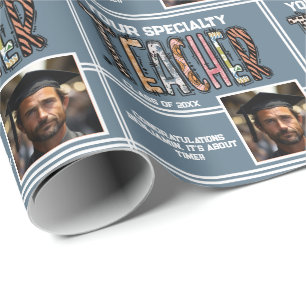 Gepersonaliseerde lerarennaam Afstuderen Jaar Cadeaupapier