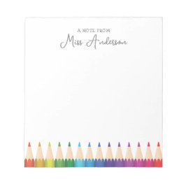 Gepersonaliseerde lerarennaam kleurrijke potloden notitieblok