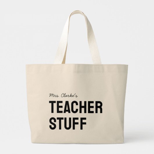 Gepersonaliseerde lerarennaam Minimalistisch Schat Grote Tote Bag (Achterkant)