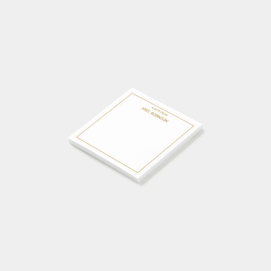 Gepersonaliseerde lerarennaam Professioneel Goud S Post-it® Notes (Schuin)