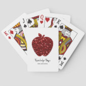 Gepersonaliseerde lerarennaam Red Apple Faux Glitt Pokerkaarten (Achterkant)