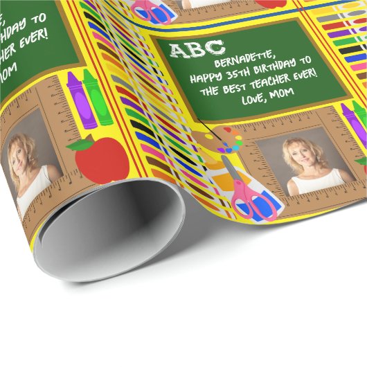 Gepersonaliseerde lerarennaam Sentiment Foto Cadeaupapier (Rol Hoek)