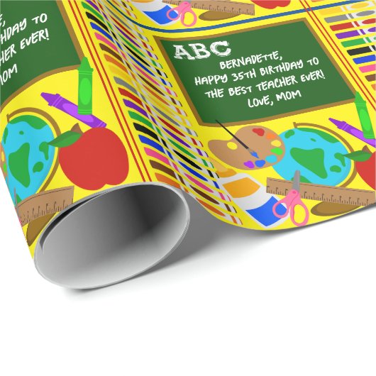 Gepersonaliseerde lerarennaam Verjaardag Afstudere Cadeaupapier (Rol Hoek)