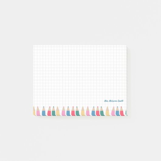 Gepersonaliseerde lerarennotities – kleurrijk potl post-it® notes (Voorkant)