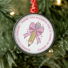 Gepersonaliseerde lerarenpensioen metalen ornament