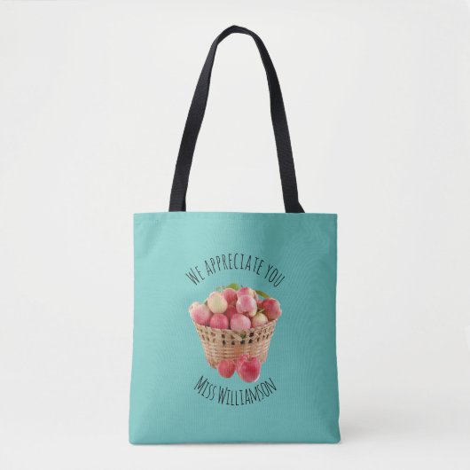 Gepersonaliseerde LERARENWAARDERING Appels BLAUWGR Tote Bag (Voorkant)