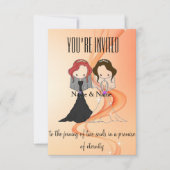 Gepersonaliseerde lesbische huwelijksuitnodiging kaart (Voorkant)