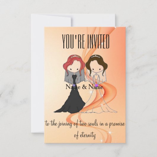 Gepersonaliseerde lesbische huwelijksuitnodiging kaart (Voorkant)