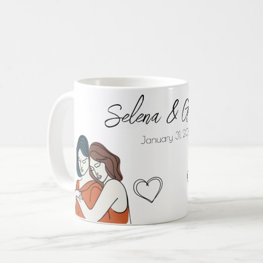Gepersonaliseerde lesbische matching koffiemok (Voorkant links)