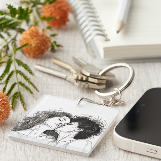 Gepersonaliseerde lesbische paar acryl Sleutelhang Sleutelhanger (Voorkant Rechts)