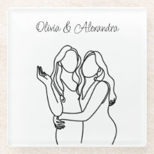 Gepersonaliseerde lesbische paar lijn kunst