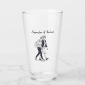 Gepersonaliseerde lesbische paar wandellijnkunst glas (Voorkant)