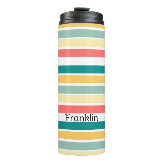 Gepersonaliseerde Let's Get Beachy Stripes Thermosbeker (Voorkant)