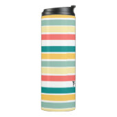 Gepersonaliseerde Let's Get Beachy Stripes Thermosbeker (Gedraaid links)