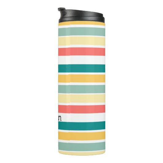 Gepersonaliseerde Let's Get Beachy Stripes Thermosbeker (Geroteerd rechts)