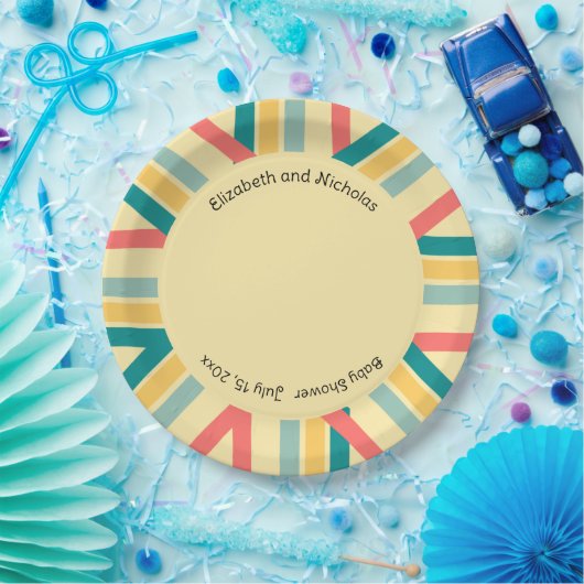 Gepersonaliseerde Let's Get Beachy veelkleurig Papieren Bordje (Feest)