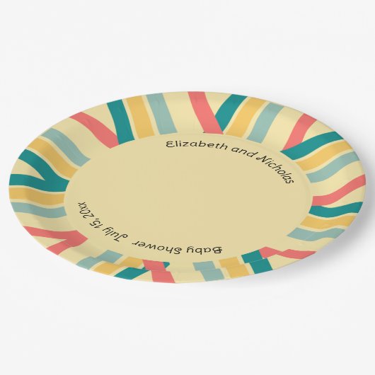 Gepersonaliseerde Let's Get Beachy veelkleurig Papieren Bordje (Gekanteld)