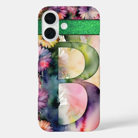 Gepersonaliseerde letter B Elegante Bloemen Waterv Case-Mate iPhone Case (Achterkant)