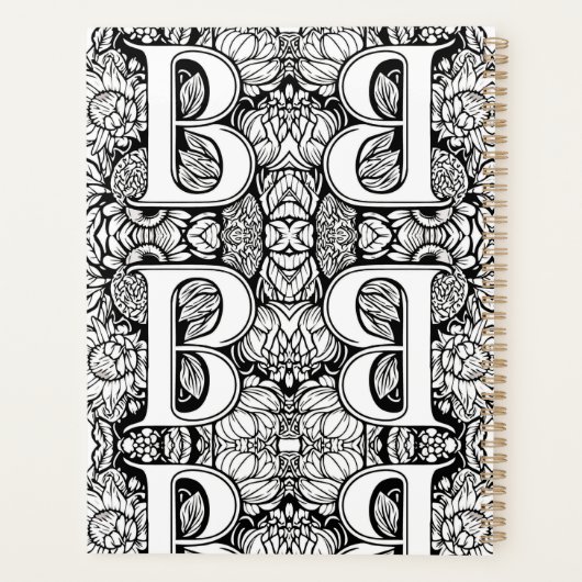Gepersonaliseerde letter B Floral Tattoo Designer Planner (Achterkant)