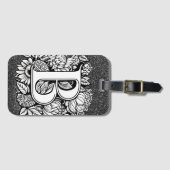 Gepersonaliseerde letter B Glitter Flower Tattoos Bagagelabel (Voorkant (horizontaal))