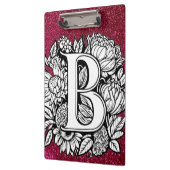 Gepersonaliseerde letter B Glitter Tattoo Flowers Klembord (Links)