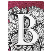 Gepersonaliseerde letter B Glitter Tattoo Flowers Klembord (Achterkant)