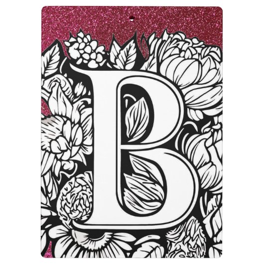 Gepersonaliseerde letter B Glitter Tattoo Flowers Klembord (Achterkant)