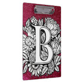 Gepersonaliseerde letter B Glitter Tattoo Flowers Klembord (Rechts)