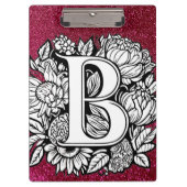 Gepersonaliseerde letter B Glitter Tattoo Flowers Klembord (Voorkant)