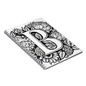 Gepersonaliseerde letter B Zwart Wit Tattoo Bloeme Notitieboek (Rechterzijde)
