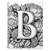 Gepersonaliseerde letter B Zwart Wit Tattoo Bloeme Notitieboek (Voorkant)