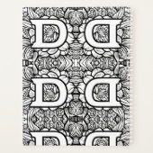 Gepersonaliseerde letter D Bloemen Tattoo Zwart n  Planner (Achterkant)