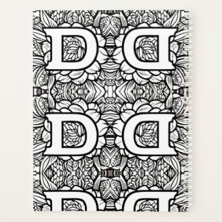 Gepersonaliseerde letter D Bloemen Tattoo Zwart n Planner