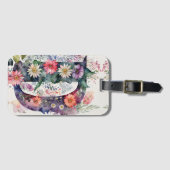 Gepersonaliseerde letter D Daisy Floral Waterverf Bagagelabel (Voorkant (horizontaal))