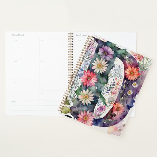 Gepersonaliseerde letter D Floral Waterverf Notiti Planner (Display)
