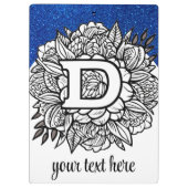 Gepersonaliseerde letter D Glitter Floral Tattoo S Klembord (Achterkant)