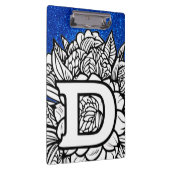 Gepersonaliseerde letter D Glitter Floral Tattoo S Klembord (Rechts)