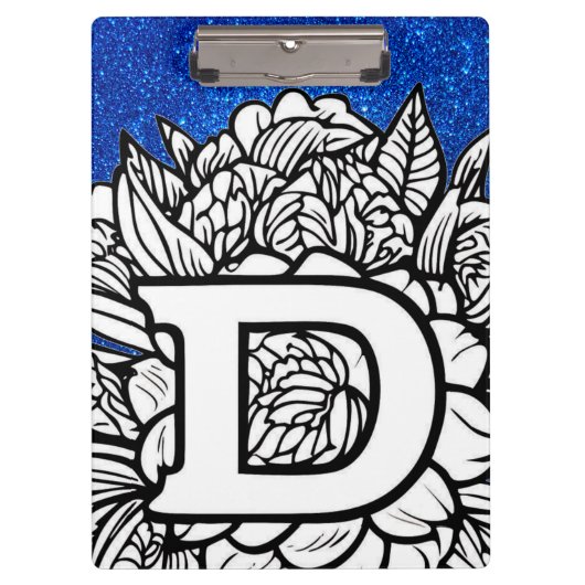 Gepersonaliseerde letter D Glitter Floral Tattoo S Klembord (Voorkant)