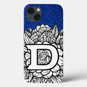 Gepersonaliseerde letter D Glitter Tattoo Flowers Case-Mate iPhone Case