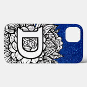 Gepersonaliseerde letter D Glitter Tattoo Flowers Case-Mate iPhone Case (Achterkant (horizontaal))