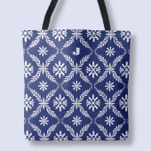 Gepersonaliseerde letter Elegant Blue Pattern Init Tote Bag