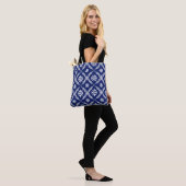 Gepersonaliseerde letter Elegant Blue Pattern Init Tote Bag (Op model)