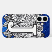 Gepersonaliseerde letter J Elegante Bloemen Glitte Case-Mate iPhone Case (Achterkant (horizontaal))
